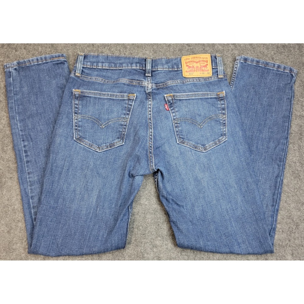 Levis 511 Jeans Mens 32x32 Blue Denim  Red‎ Tab Faded Streetwear Americana Rodeo